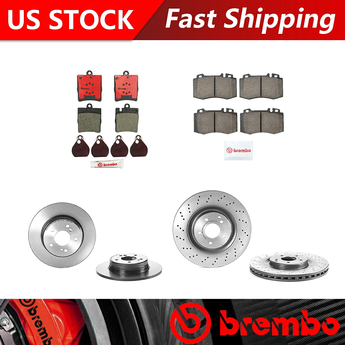 brake disc rotor 2006-2007メルセデスベンツC350フロントリアキットブレーキローターとブレーキパッド Fits 2006-2007 Mercedes-Benz C350 Front Rear Kit Brake Rotors & Brake Pads【並行輸入品】