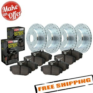 brake disc rotor STOPTECH 925.47012 98 Subaru Impreza用のドリル/スロットフロント＆リアブレーキキット StopTech 925.47012 Drilled/Slotted Front & Rear Brake Kit for 98 Subaru Impreza【並行輸入品】