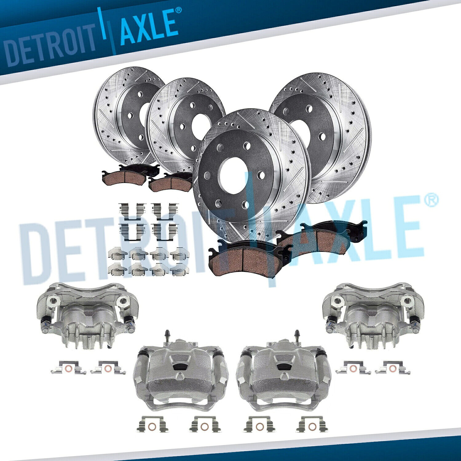 brake disc rotor フロント&リアドリルローター +ブレーキパッドユーコンXL 1500タホ用ブレーキキャリパー Front & Rear Drilled Rotors + Brake Pads Brake Calipers for Yukon XL 1500 Tahoe【並行輸入品】|Us Custom Parts Shop USDM