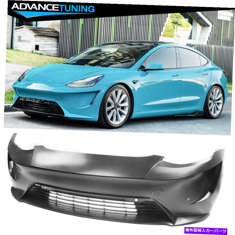 海外製 エアロパーツ 17-22テスラモデル3イコンスタイルフロントバンパー変換-PP Fits 17-22 Tesla Model 3 IKON Style Front Bumper Conversion - PP【並行輸入品】