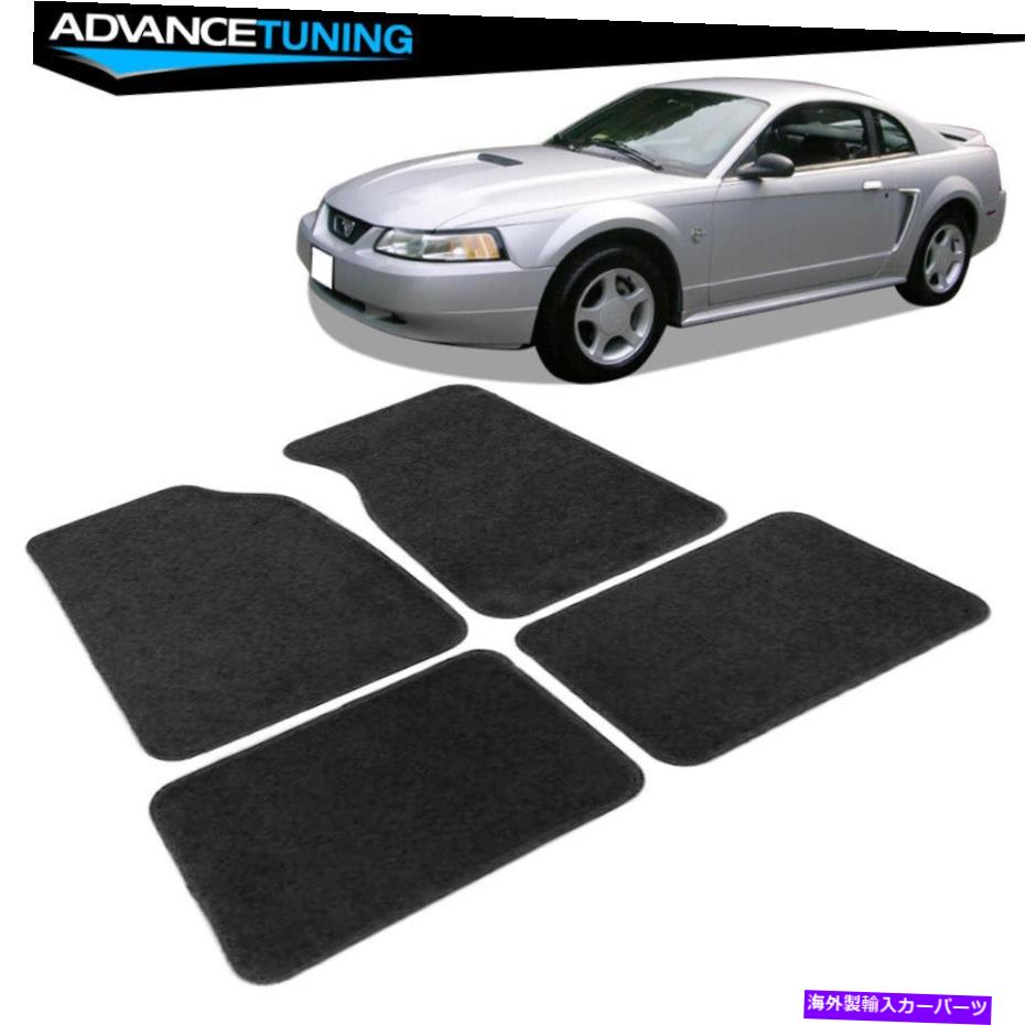 海外製 エアロパーツ フィット99-04フォードマスタング2DRブラックナイロンフロント＆リアカーフロアマット4PC Fits 99-04 Ford Mustang 2Dr Black Nylon Front & Rear Car Floor Mats 4Pc【並行輸入品】
