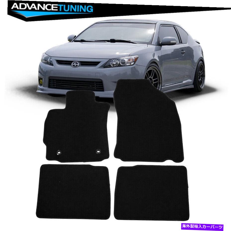 海外製 エアロパーツ フィット14-16サイオンTCクーペフロアマットカーペットフロント＆リアブラックナイロン4PC Fits 14-16 Scion TC Coupe Floor Mats Carpet Front & Rear Black Nylon 4PC【並行輸入品】