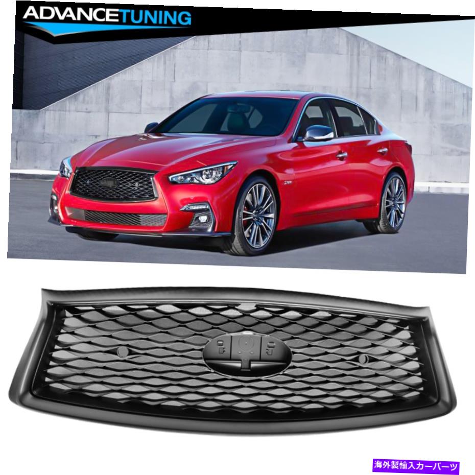 海外製 エアロパーツ フィット18-22インフィニティQ50 ERスタイルフロントフードグリルw/駐車センサーマットブラック Fits 18-22 Infiniti Q50 ER Style Front Hood Grille w/ Parking Sensor Matte Black【並行輸入品】|Us Custom Parts Shop USDM