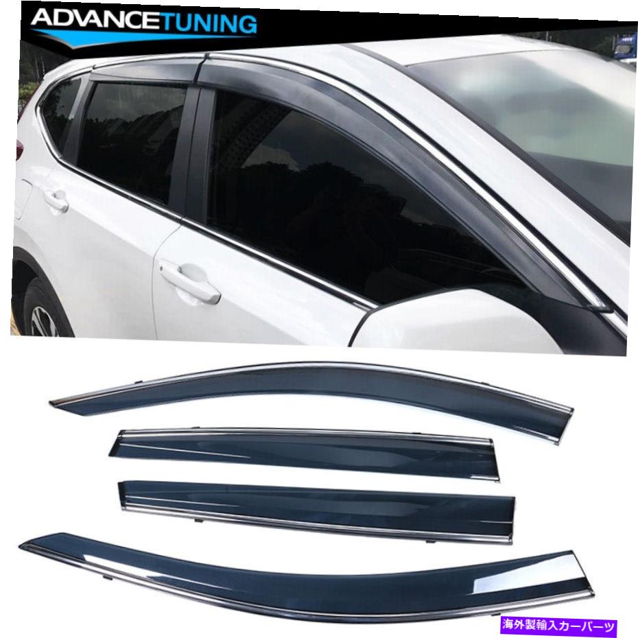 海外製 エアロパーツ 17-22ホンダCRV RWスリムウィンドウバイザーレインサンデフレクターW/Chrome Trim 4PCS Fits 17-22 Honda CRV RW Slim Window Visor Rain Sun Deflectors w/Chrome Trim 4PCS【並行輸入品】