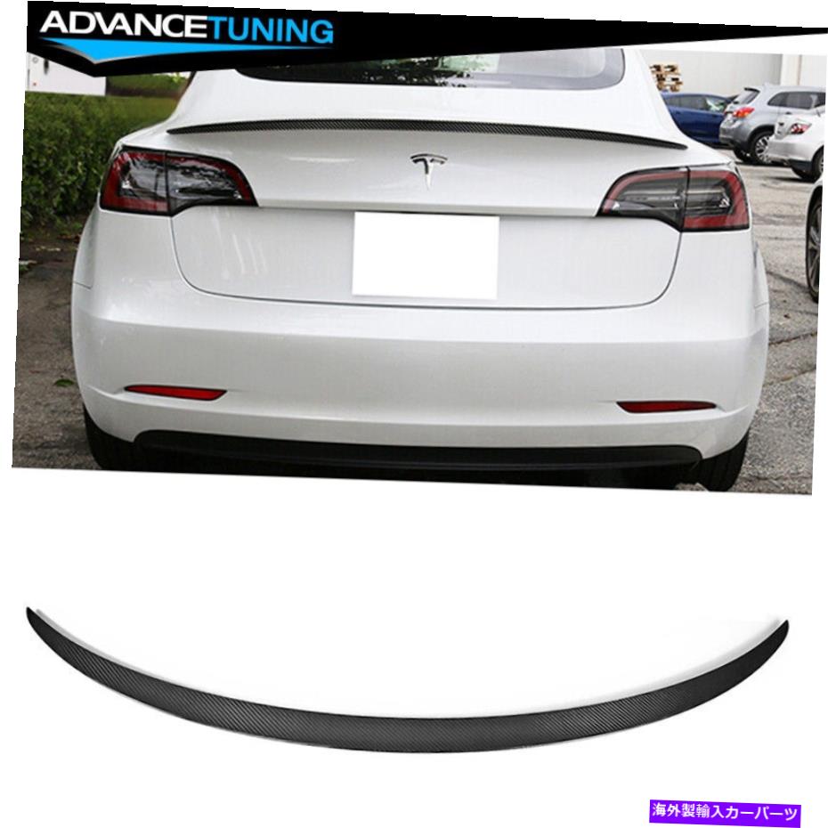 海外製 エアロパーツ 17-22テスラモデル3 OEファクトリースタイルマットカーボンファイバーリアトランクスポイラー Fits 17-22 Tesla Model 3 OE Factory Style Matte Carbon Fiber Rear Trunk Spoiler【並行輸入品】