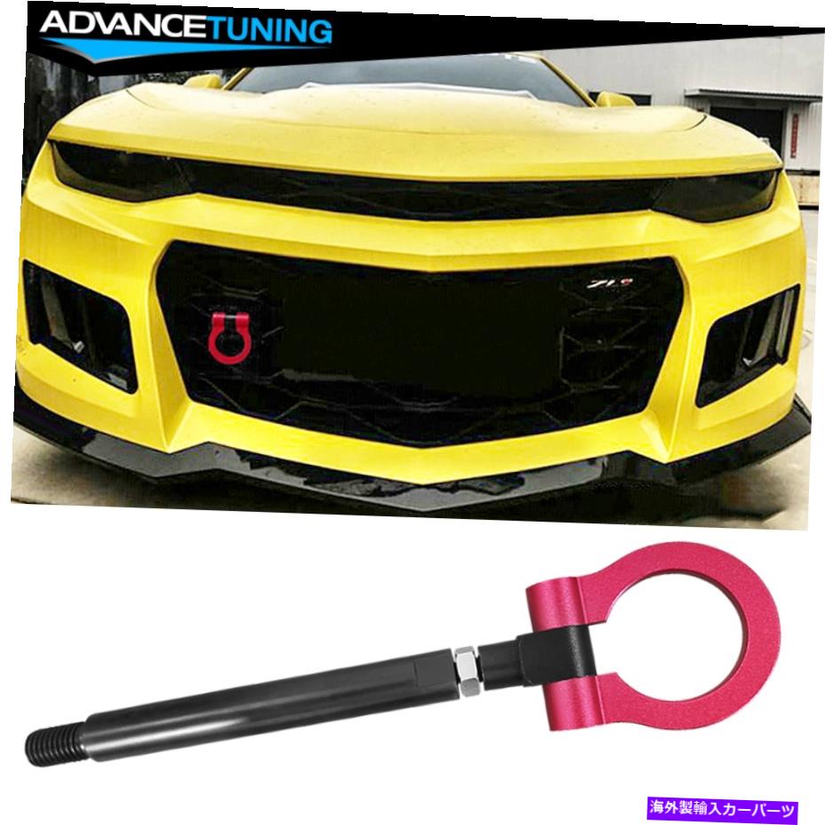 海外製 エアロパーツ 16-20シボレーカマロトウフックバーブラックポールと赤い円アルミニウムにフィット Fits 16-20 Chevy Camaro Tow Hook Bar Black Pole and Red Circle Aluminum【並行輸入品】