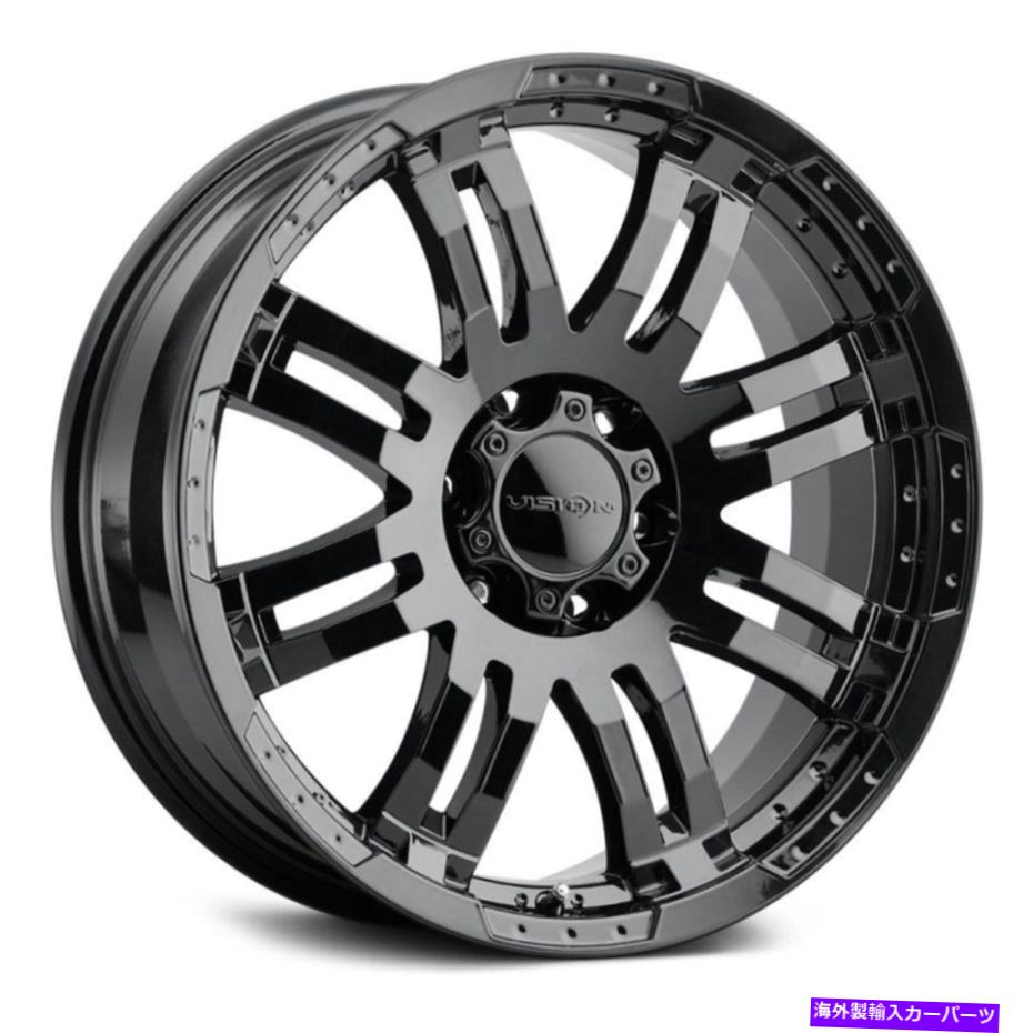 ホイール　４本セット ビジョン375ウォリアーホイール16x8（12、6x114.3、71.5）4のブラックリムセット Vision 375 WARRIOR Wheels 16x8 (12, 6x114.3, 71.5) Black Rims Set of 4【並行輸入品】