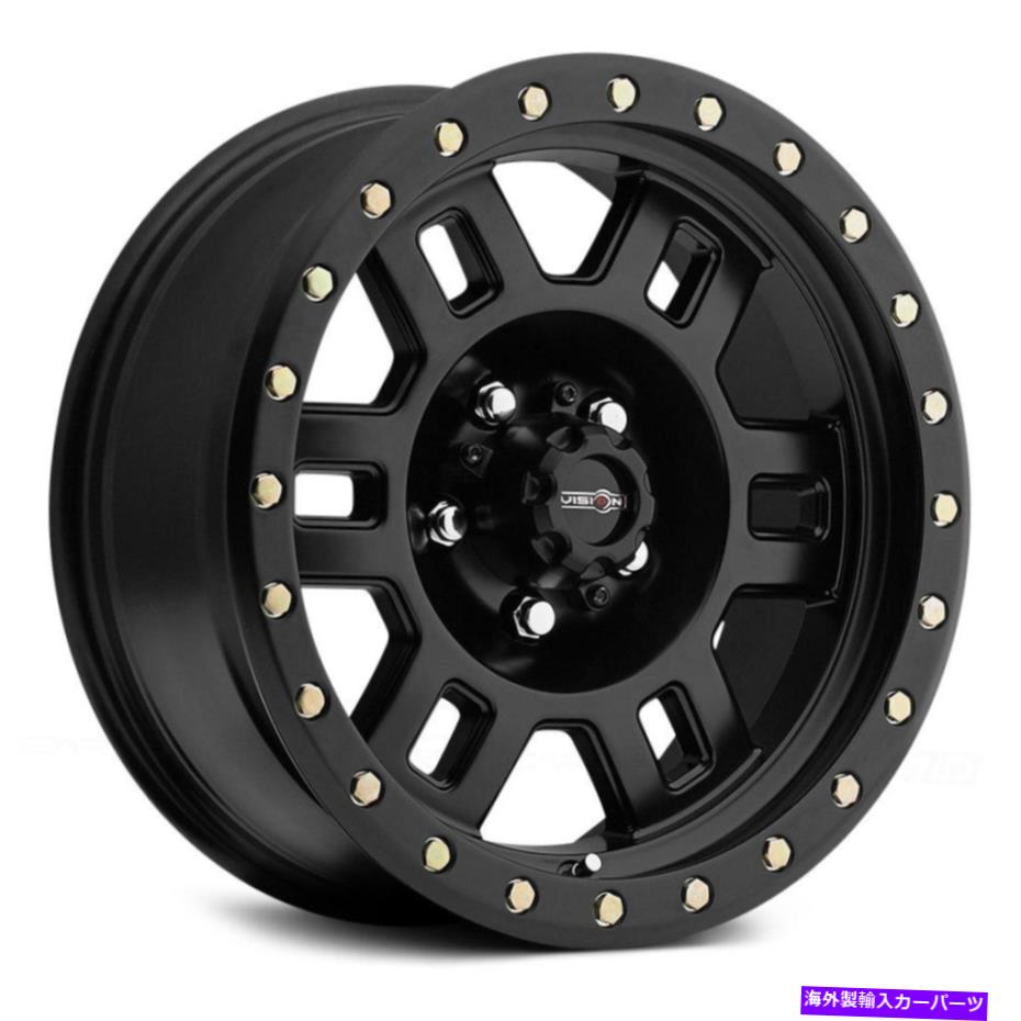 ホイール　４本セット ビジョン398マンクスホイール16x8（0、8x165.1、125.2）4のブラックリムセット Vision 398 MANX Wheels 16x8 (0, 8x165.1, 125.2) Black Rims Set of 4【並行輸入品】