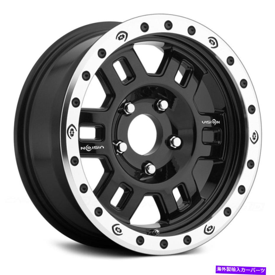 ホイール　４本セット ビジョン398マンクスコンペティションホイール16x7（0、5x114.3、83）4のブラックリムセット Vision 398 MANX COMPETITION Wheels 16x7 (0, 5x114.3, 83) Black Rims Set of 4【並行輸入品】