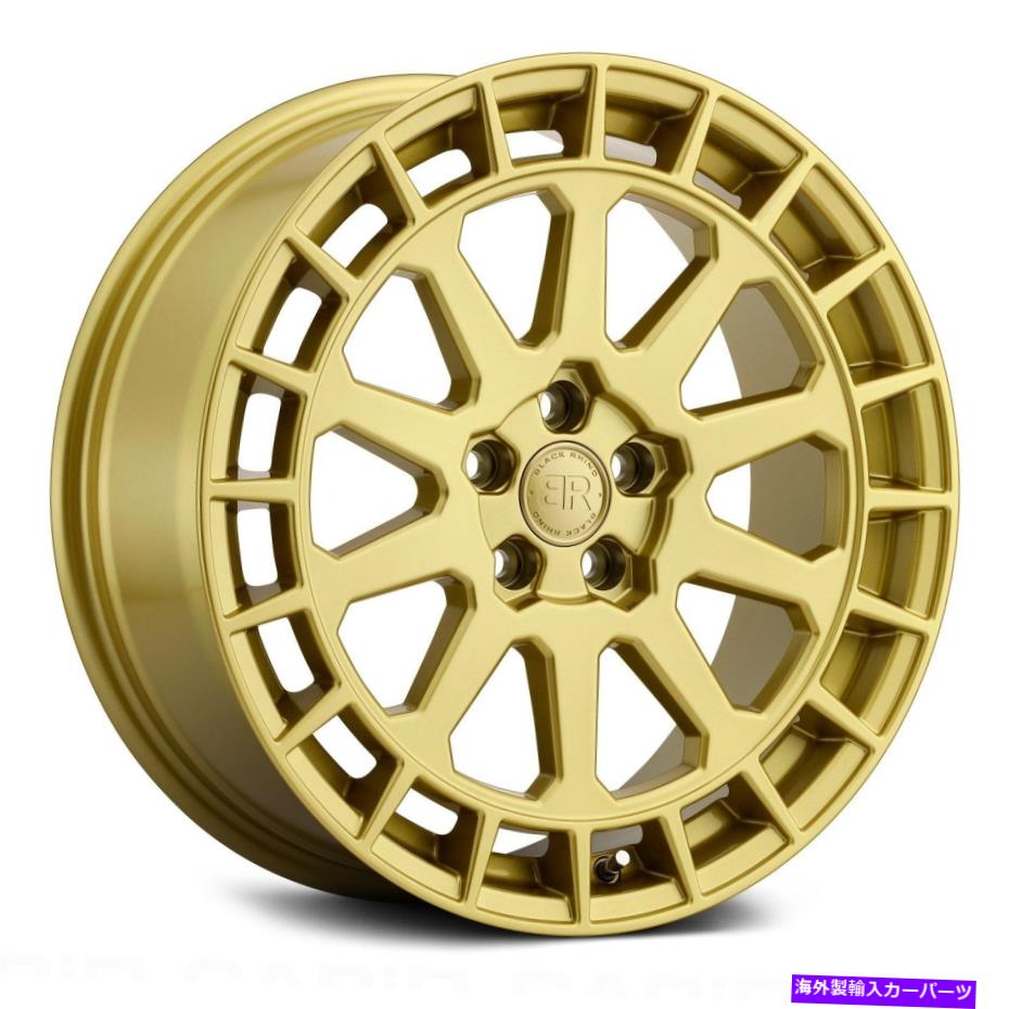ホイール　４本セット ブラックサイノボクサーホイール17x8.5（12、5x112、66.56）4のゴールドリムセット Black Rhino BOXER Wheels 17x8.5 (12, 5x112, 66.56) Gold Rims Set of 4【並行輸入品】