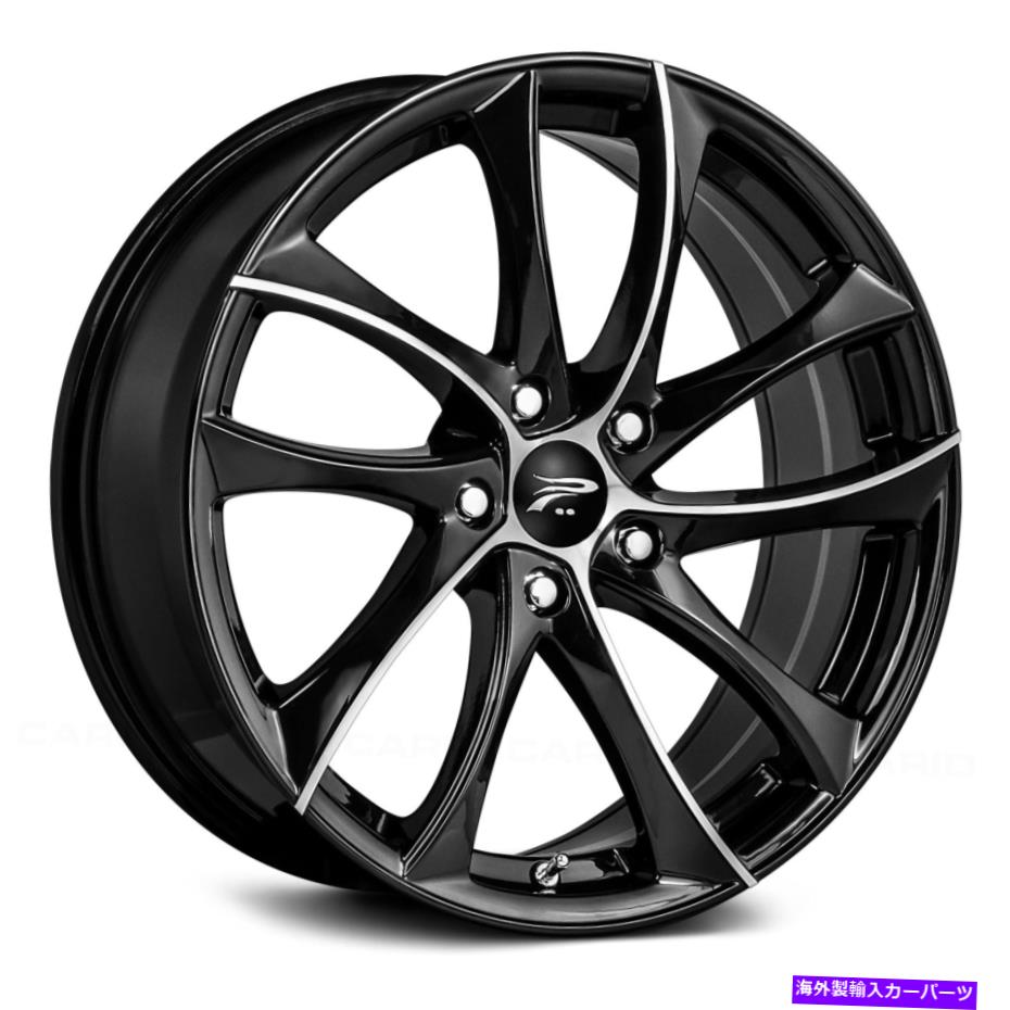 ホイール 4本セット プラチナ438Uジャイロホイール17x7.5(40、5x114.3、72.62)4のブラックリムセット Platinum 438U GYRO Wheels 17x7.5 (40, 5x114.3, 72.62) Black Rims Set of 4【並行輸入品】|Us Custom Parts Shop USDM
