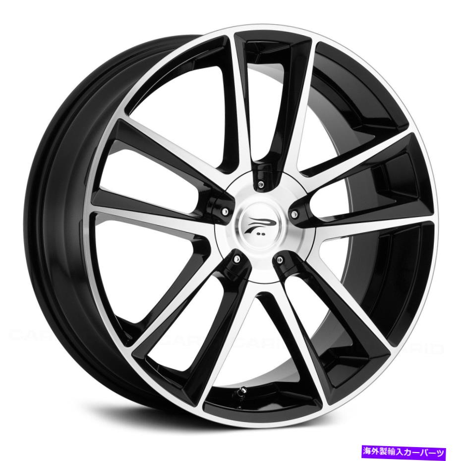 ホイール　４本セット プラチナ436Uジェミニホイール18x8（40、5x120.65、74.1）4のブラックリムセット Platinum 436U GEMINI Wheels 18x8 (40, 5x120.65, 74.1) Black Rims Set of 4【並行輸入品】