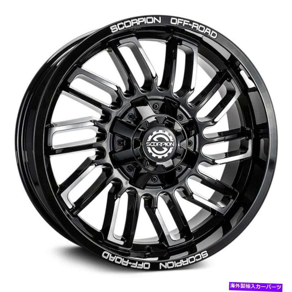 ホイール　４本セット Scorpion Razor Wheels20x9（-12、5x127、87.1）4のブラックリムセット Scorpion Razor Wheels 20x9 (-12, 5x127, 87.1) Black Rims Set of 4【並行輸入品】