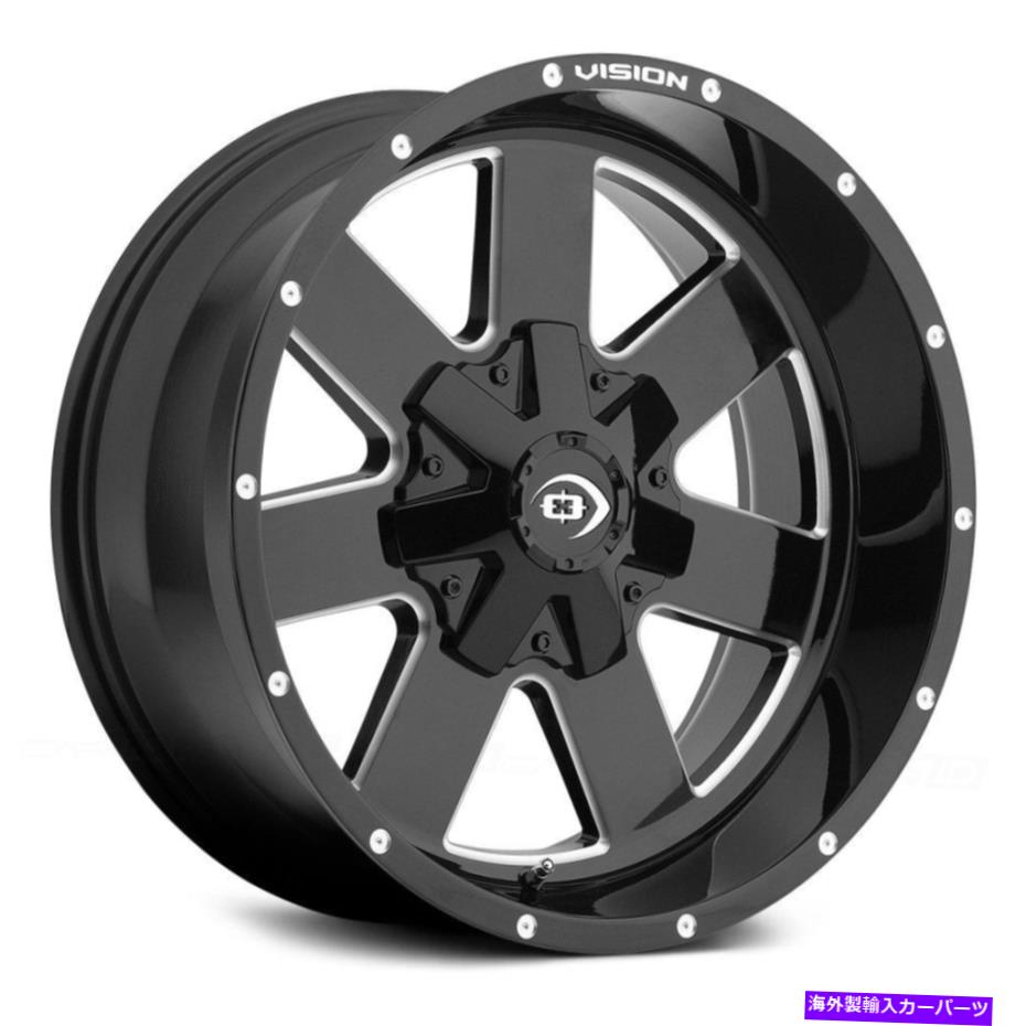 ホイール　４本セット ビジョン411アークホイール18x9（-12、8x165.1、125.2）4のブラックリムセット Vision 411 ARC Wheels 18x9 (-12, 8x165.1, 125.2) Black Rims Set of 4【並行輸入品】