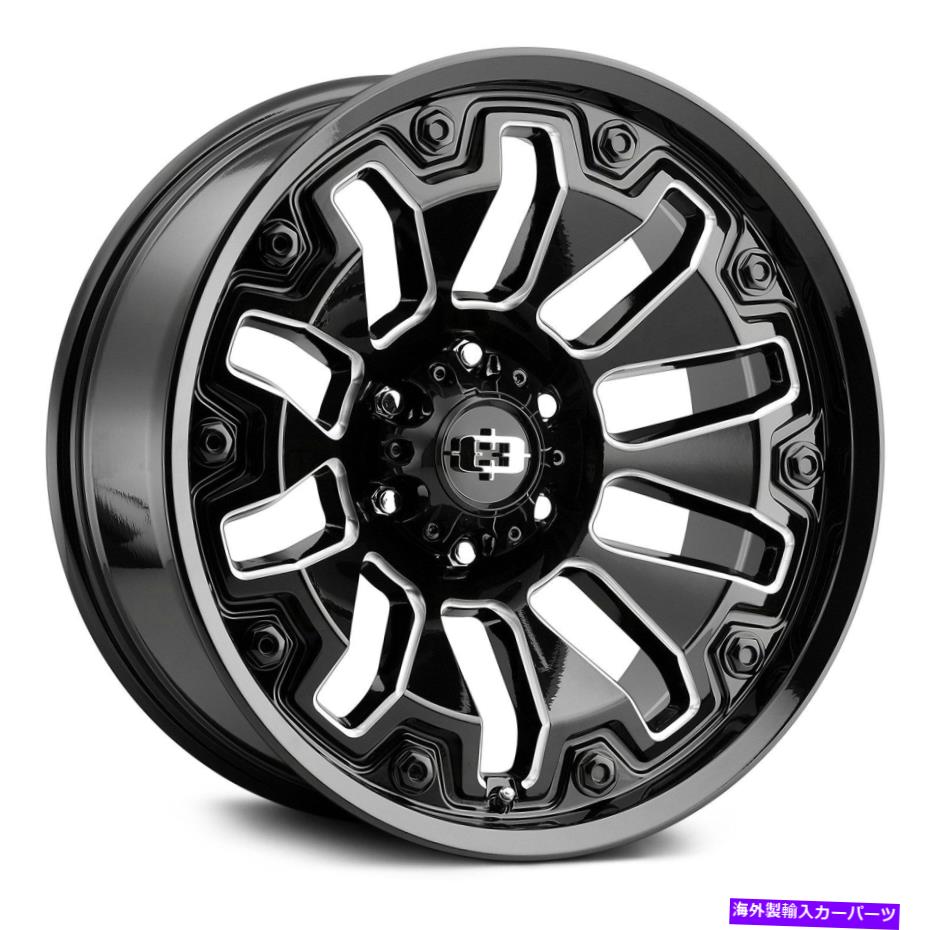 ホイール　４本セット ビジョン362アーマーホイール18x9（12、5x114.3、83）4のブラックリムセット Vision 362 ARMOR Wheels 18x9 (12, 5x114.3, 83) Black Rims Set of 4【並行輸入品】