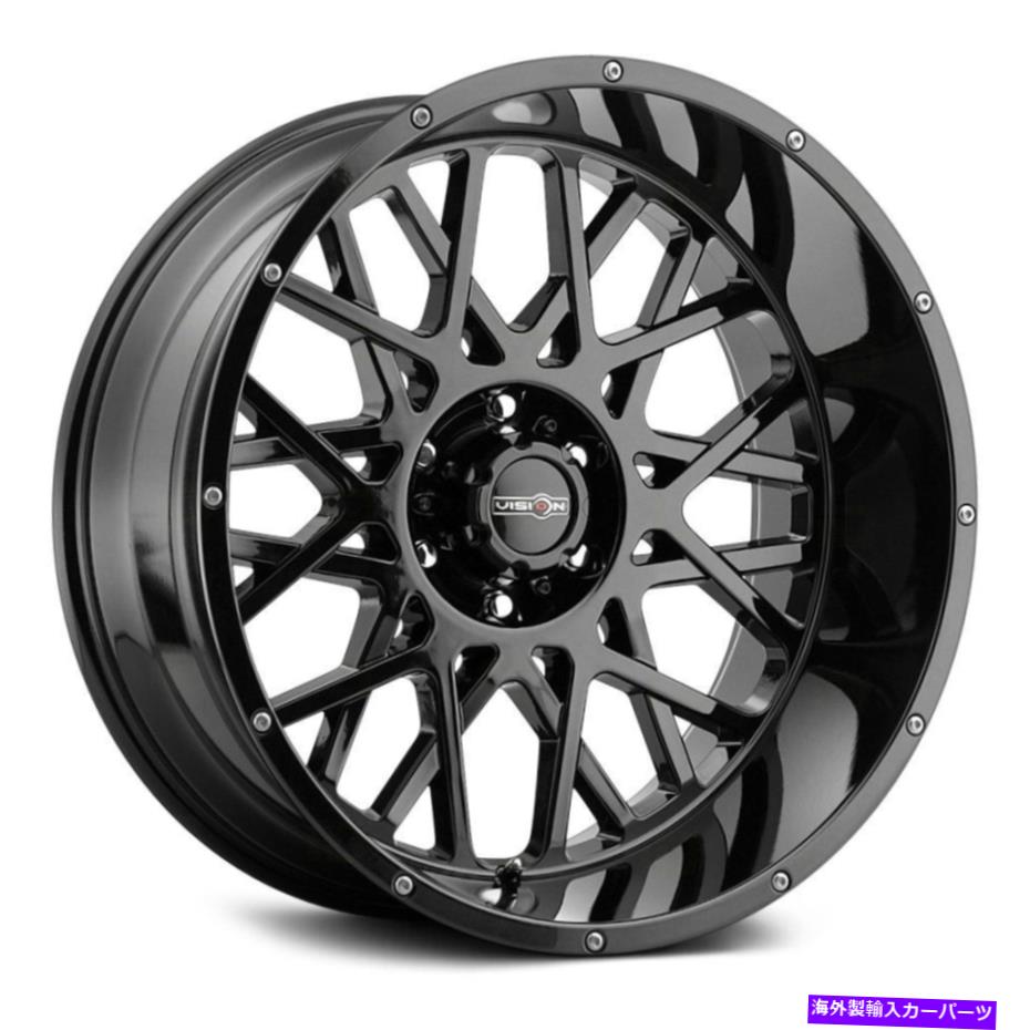 ホイール　４本セット ビジョン412ロッカーホイール20x12（-51、8x165.1、125.2）4のブラックリムセット Vision 412 ROCKER Wheels 20x12 (-51, 8x165.1, 125.2) Black Rims Set of 4【並行輸入品】