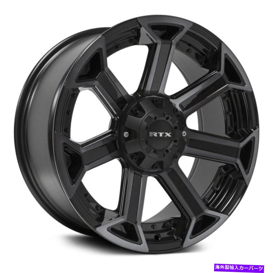 ホイール　４本セット RTXピークホイール20x10（-18、6x139.7、87.1）4のブラックリムセット RTX Peak Wheels 20x10 (-18, 6x139.7, 87.1) Black Rims Set of 4【並行輸入品】