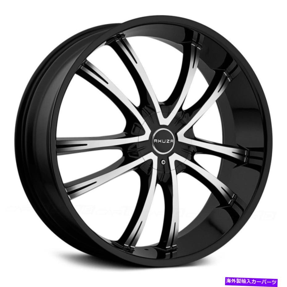 ホイール　４本セット アクザ847シャドウホイール22x8.5（45、5x114.3、74.1）4のブラックリムセット Akuza 847 SHADOW Wheels 22x8.5 (45, 5x114.3, 74.1) Black Rims Set of 4【並行輸入品】