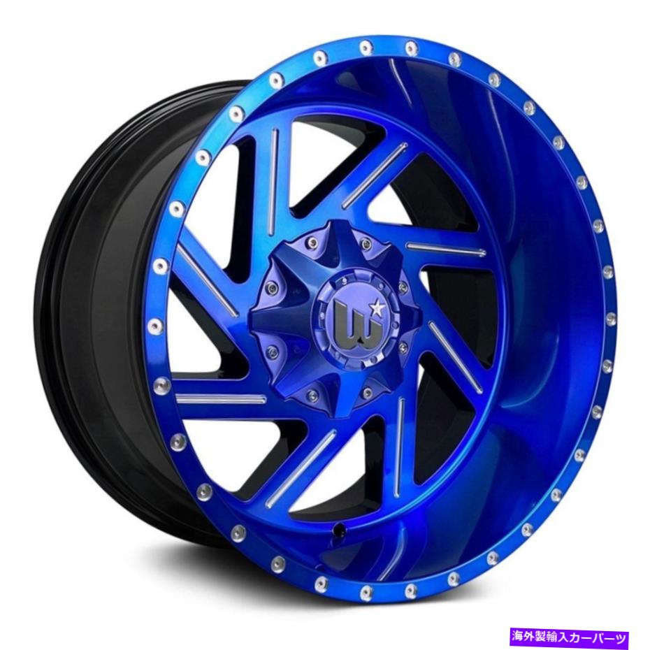 ホイール　４本セット 西部サボテンホイール22x12（-44、6x139.7、110）4の青いリムセット Western CACTUS Wheels 22x12 (-44, 6x139.7, 110) Blue Rims Set of 4【並行輸入品】