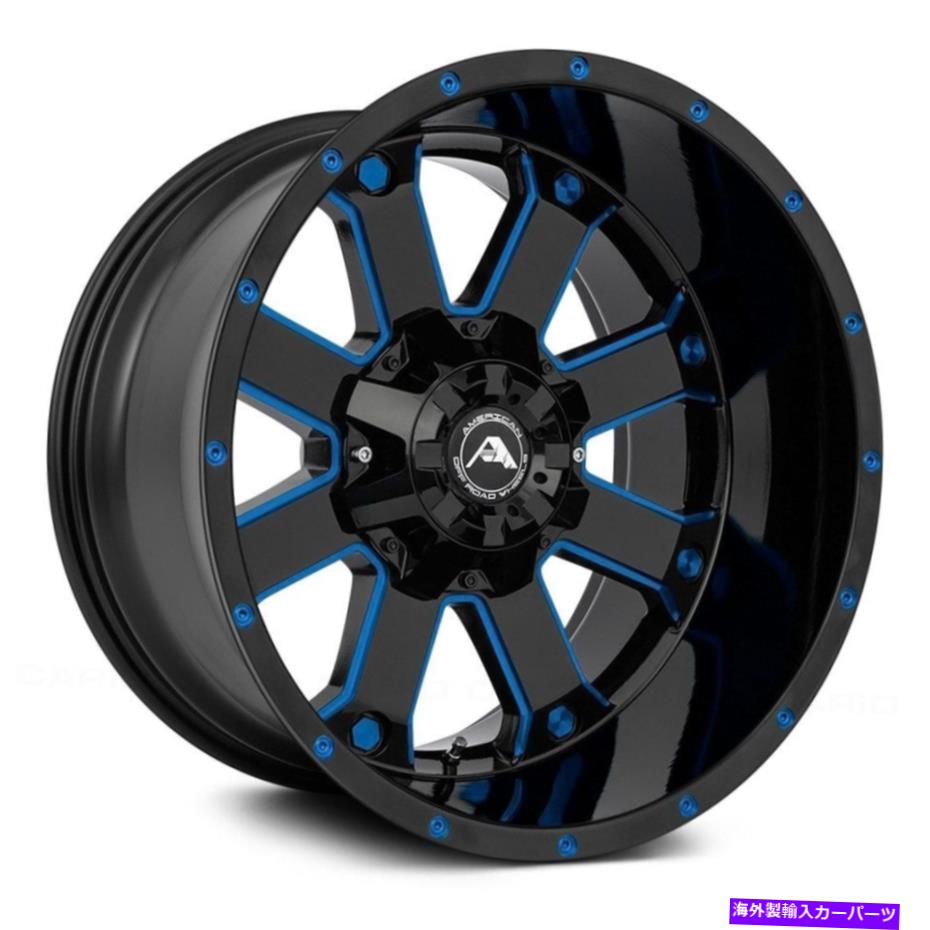 ホイール　４本セット American Off-Road A108ホイール20x10（-24、5x139.7、110.3）4のブラックリムセット American Off-Road A108 Wheels 20x10 (-24, 5x139.7, 110.3) Black Rims Set of 4【並行輸入品】