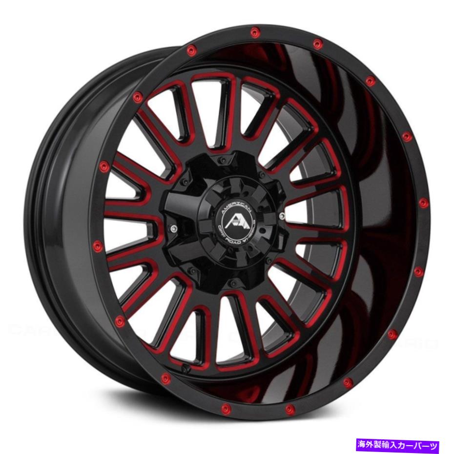 ホイール　４本セット American Off-Road A105ホイール20x10（-24、6x127、78.1）4のブラックリムセット American Off-Road A105 Wheels 20x10 (-24, 6x127, 78.1) Black Rims Set of 4【並行輸入品】