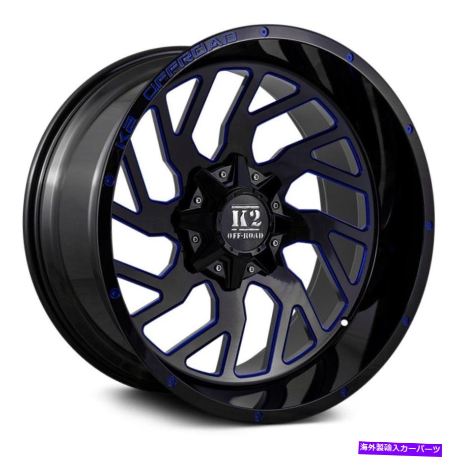 ホイール　４本セット K2オフロードK12ショックウェーブホイール20x10（-12、5x150、110.3）4のブラックリムセット K2 Offroad K12 SHOCK WAVE Wheels 20x10 (-12, 5x150, 110.3) Black Rims Set of 4【並行輸入品】