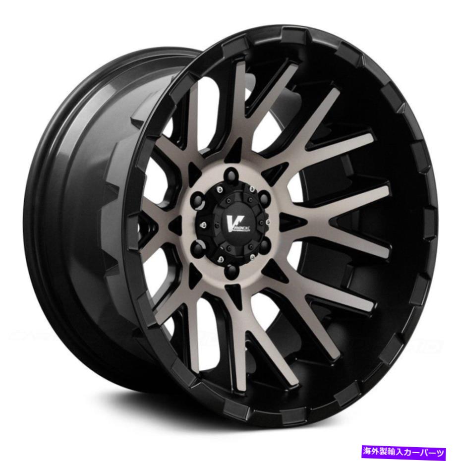 ホイール　４本セット VロックVR10X反動ホイール22x12（-44、6x139.7、108.1）4のブラックリムセット V-Rock VR10x RECOIL Wheels 22x12 (-44, 6x139.7, 108.1) Black Rims Set of 4【並行輸入品】