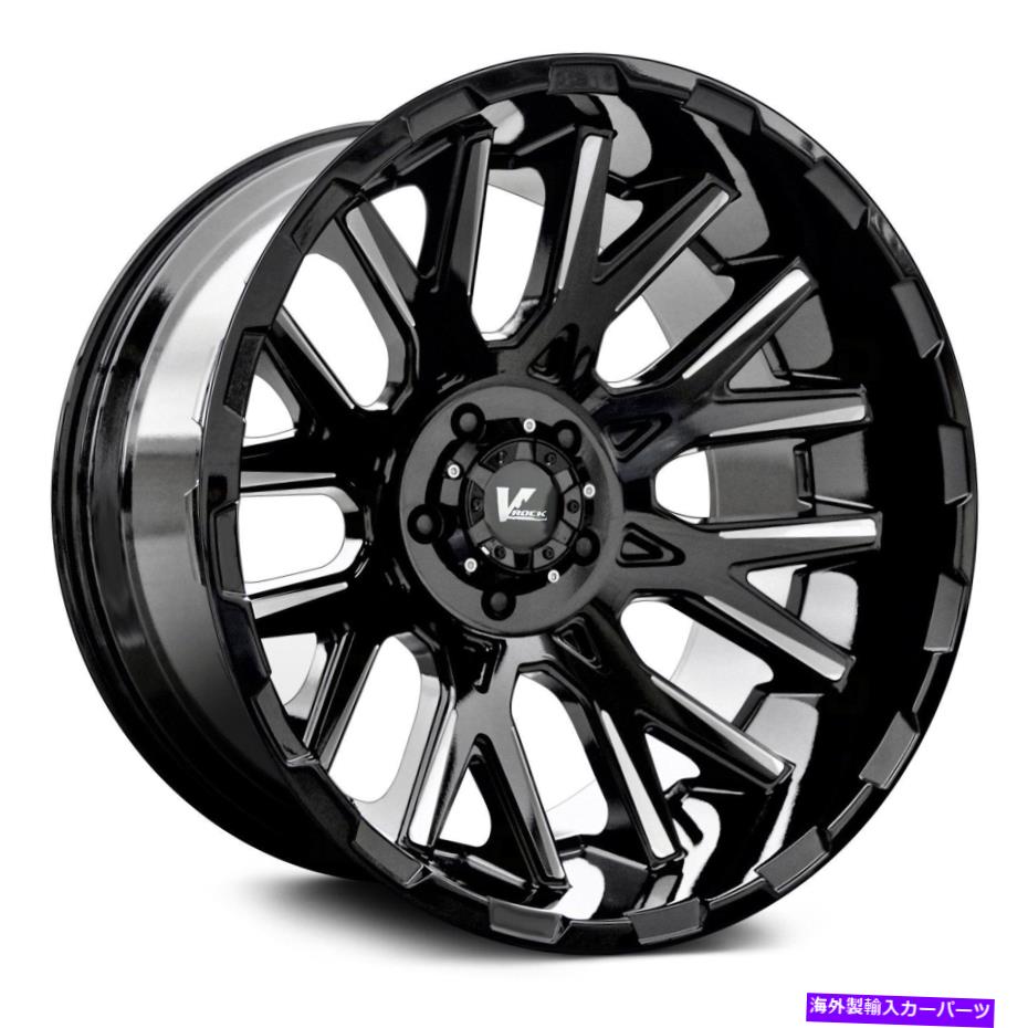 ホイール　４本セット VロックVR10X反動ホイール22x12（-44、8x180、130.8）4のブラックリムセット V-Rock VR10x RECOIL Wheels 22x12 (-44, 8x180, 130.8) Black Rims Set of 4【並行輸入品】