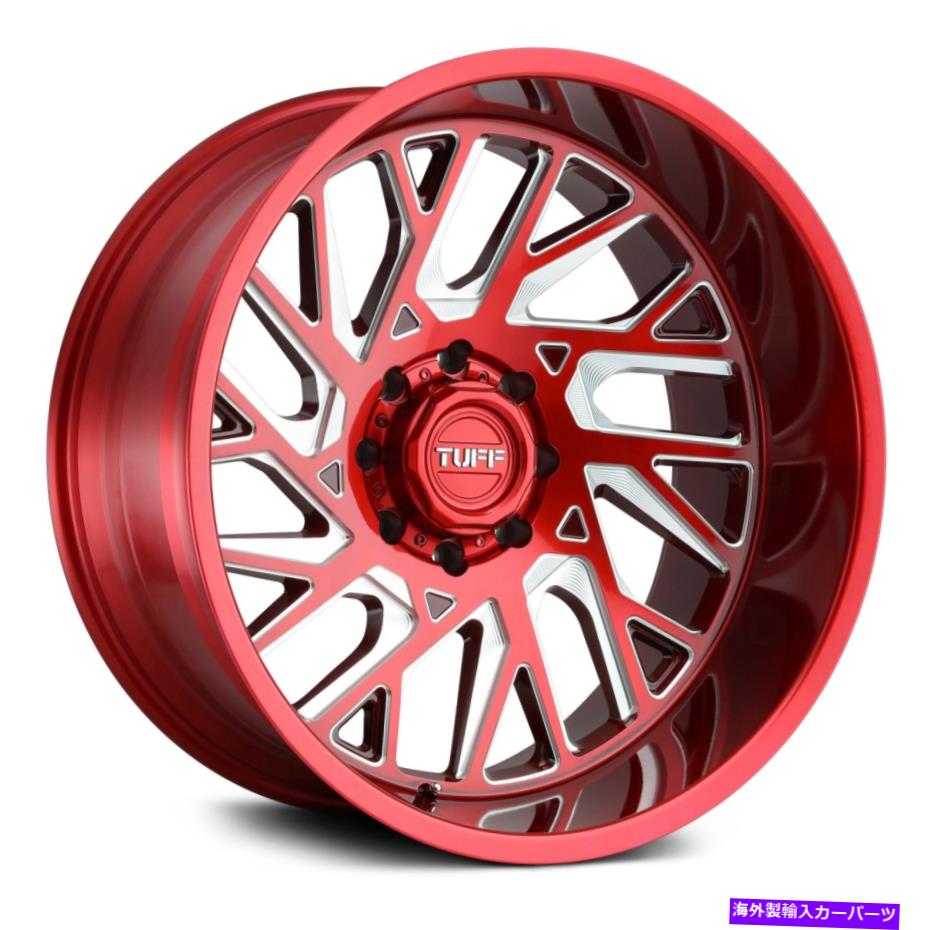 ホイール　４本セット Tuff T4Bホイール22x12（-45、8x180、125.1）4の赤いリムセット TUFF T4B Wheels 22x12 (-45, 8x180, 125.1) Red Rims Set of 4【並行輸入品】