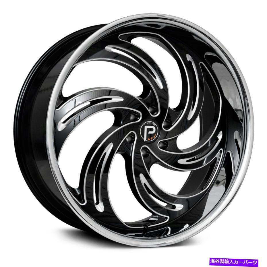 ホイール　４本セット ピナクルP300フェニックスホイール24x10（15、5x114.3、74.1）4のブラックリムセット Pinnacle P300 PHOENIX Wheels 24x10 (15, 5x114.3, 74.1) Black Rims Set of 4【並行輸入品】