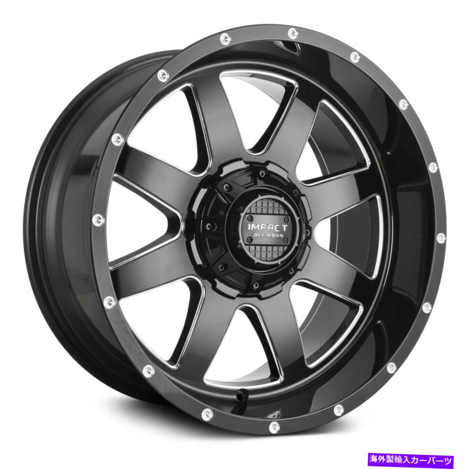 ホイール　４本セット 衝撃道路804ホイール24x12（-44、6x139.7、106.1）4のブラックリムセット Impact Off Road 804 Wheels 24x12 (-44, 6x139.7, 106.1) Black Rims Set of 4【並行輸入品】