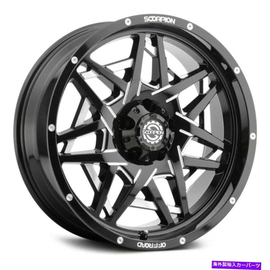 ホイール　４本セット Scorpion SC32ホイール22x14（-76、8x165.1、125.2）4のブラックリムセット Scorpion SC32 Wheels 22x14 (-76, 8x165.1, 125.2) Black Rims Set of 4【並行輸入品】