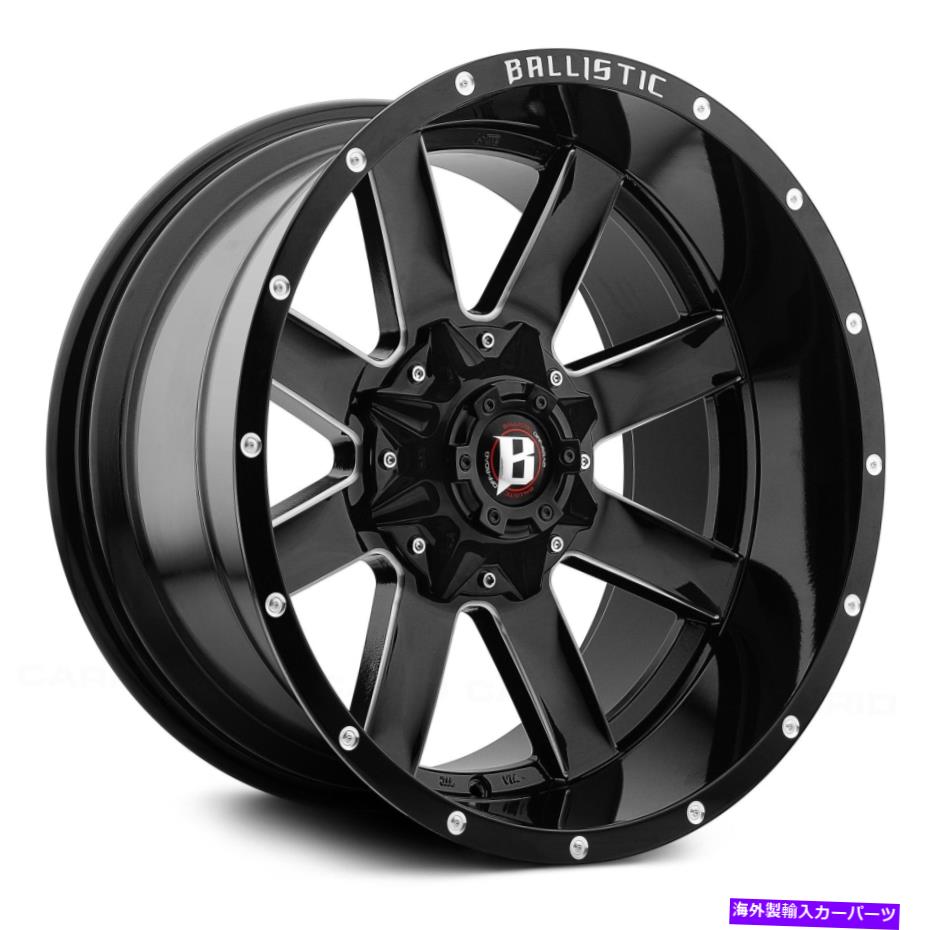 ホイール　４本セット 弾道オフロード959レイジホイール24x14（-81、5x135、87）4のブラックリムセット Ballistic Off-Road 959 RAGE Wheels 24x14 (-81, 5x135, 87) Black Rims Set of 4【並行輸入品】
