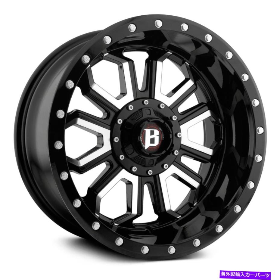 ホイール　４本セット 弾道オフロード967セイバーホイール24x14（-81、8x180）4のブラックリムセット Ballistic Off-Road 967 SABER Wheels 24x14 (-81, 8x180) Black Rims Set of 4【並行輸入品】