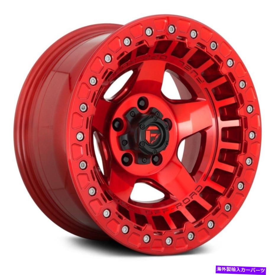 ホイール　４本セット 燃料D117ビードロックワープ1PCホイール17x9（-15、5x127、71.5）4の赤いリムセット Fuel D117 BEADLOCK WARP 1PC Wheels 17x9 (-15, 5x127, 71.5) Red Rims Set of 4【並行輸入品】