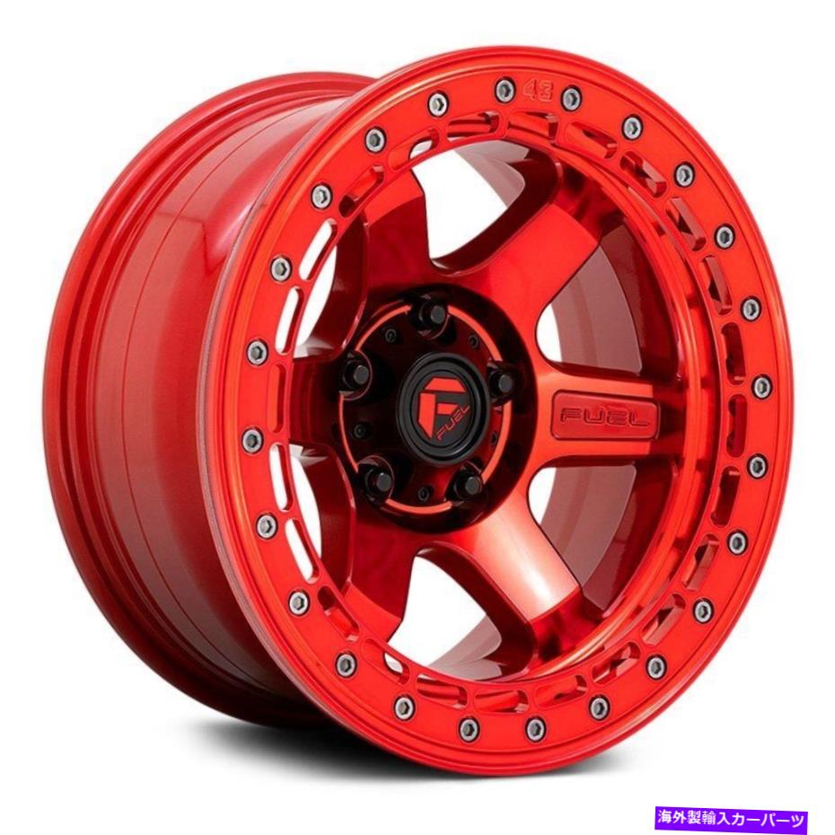 ホイール　４本セット 燃料D123ビードロックブロック1PCホイール17x9（-15、5x127、71.5）4の赤いリムセット Fuel D123 BEADLOCK BLOCK 1PC Wheels 17x9 (-15, 5x127, 71.5) Red Rims Set of 4【並行輸入品】