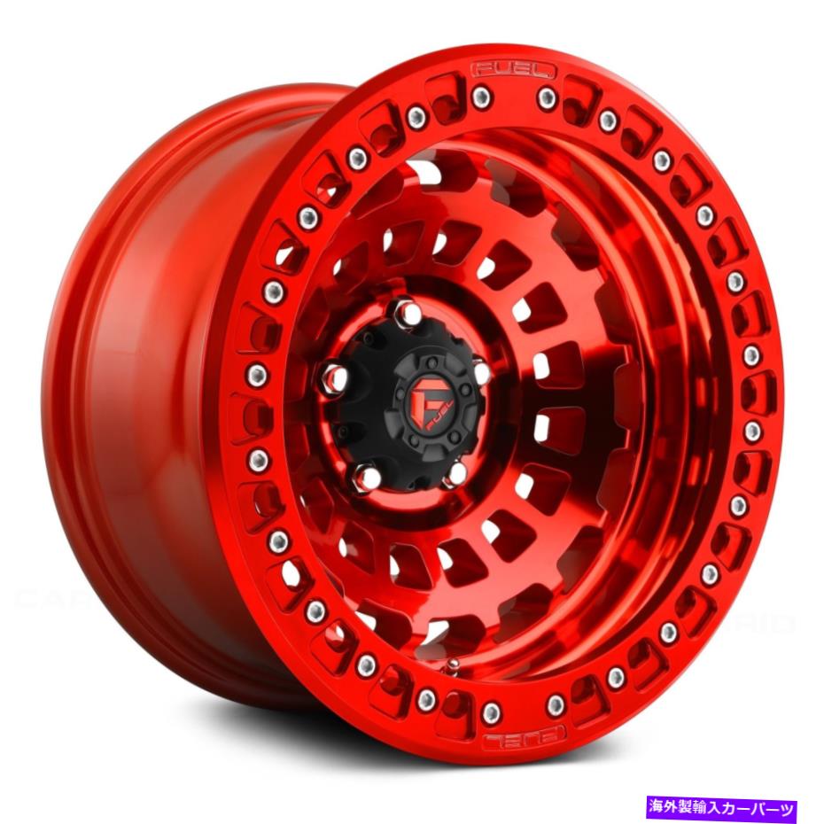 ホイール　４本セット 燃料D100ビードロックゼファー1PCホイール17x9（-15、5x127、71.5）4の赤いリムセット Fuel D100 BEADLOCK ZEPHYR 1PC Wheels 17x9 (-15, 5x127, 71.5) Red Rims Set of 4【並行輸入品】