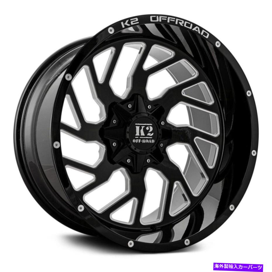 ホイール　４本セット K2オフロードK12ショックウェーブホイール22x12（-44、5x139.7、78.1）4のブラックリムセット K2 Offroad K12 SHOCK WAVE Wheels 22x12 (-44, 5x139.7, 78.1) Black Rims Set of 4【並行輸入品】
