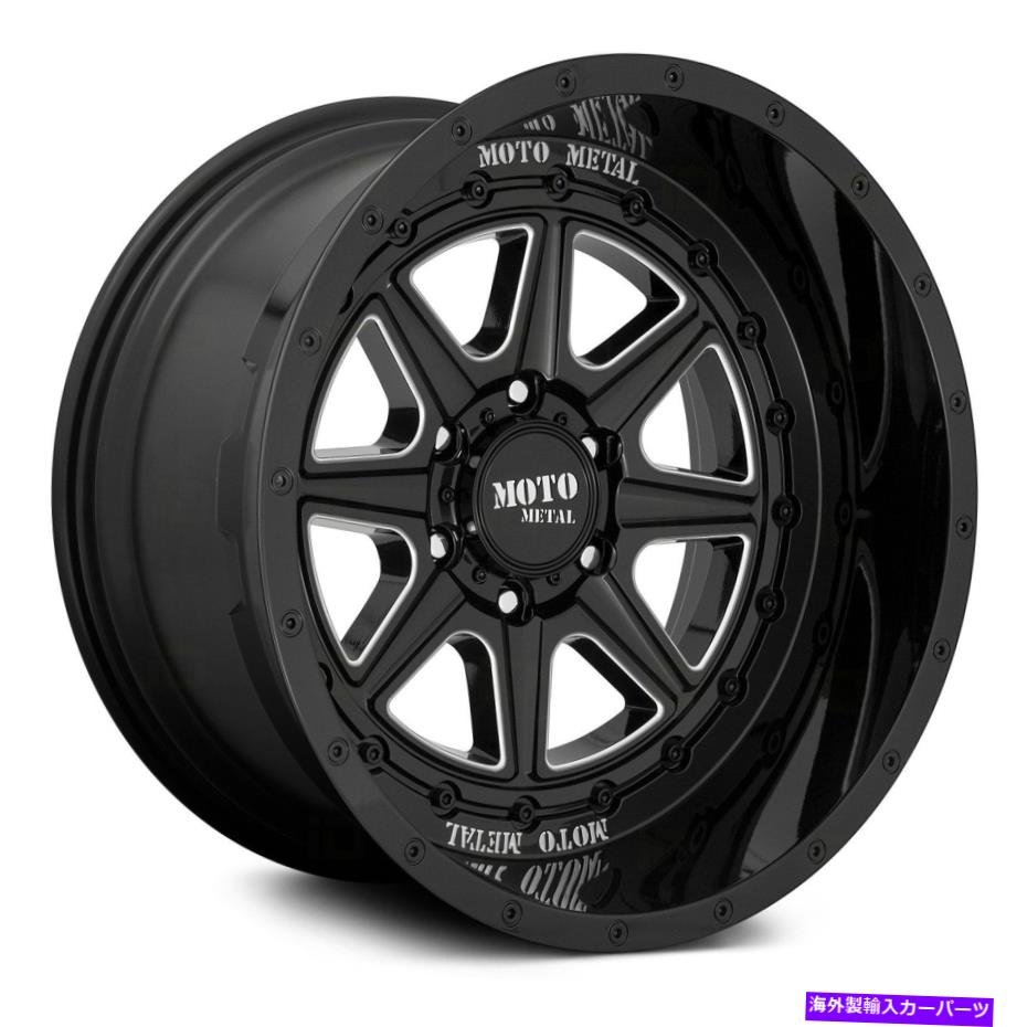 ホイール　４本セット Moto Metal Mo801ファントムホイール22x12（-44、5x127、71.5）4のブラックリムセット Moto Metal MO801 PHANTOM Wheels 22x12 (-44, 5x127, 71.5) Black Rims Set of 4【並行輸入品】