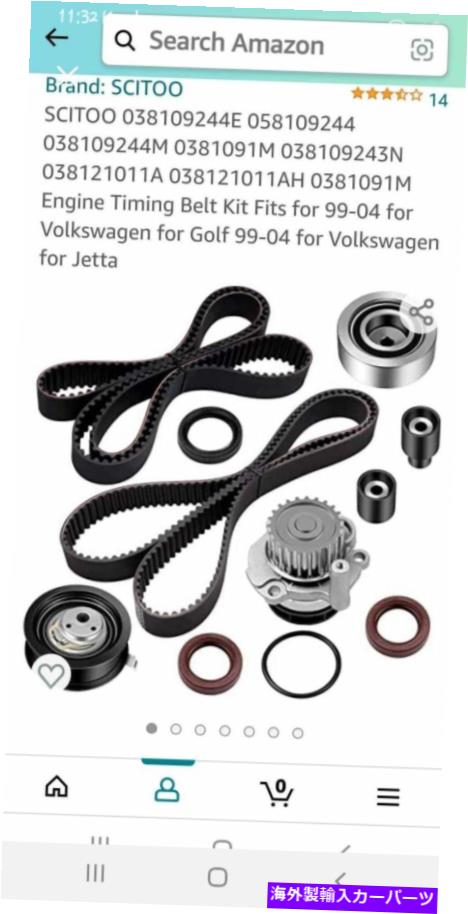 Water Pump VWゴルフ、ジェッタ、バトル、ラビット99-04ウォーターポンプ付き完全なタイミングベルトキット VW golf, jetta, battle, rabbit 99-04 Complete timing belt kit with water pump【並行輸入品】