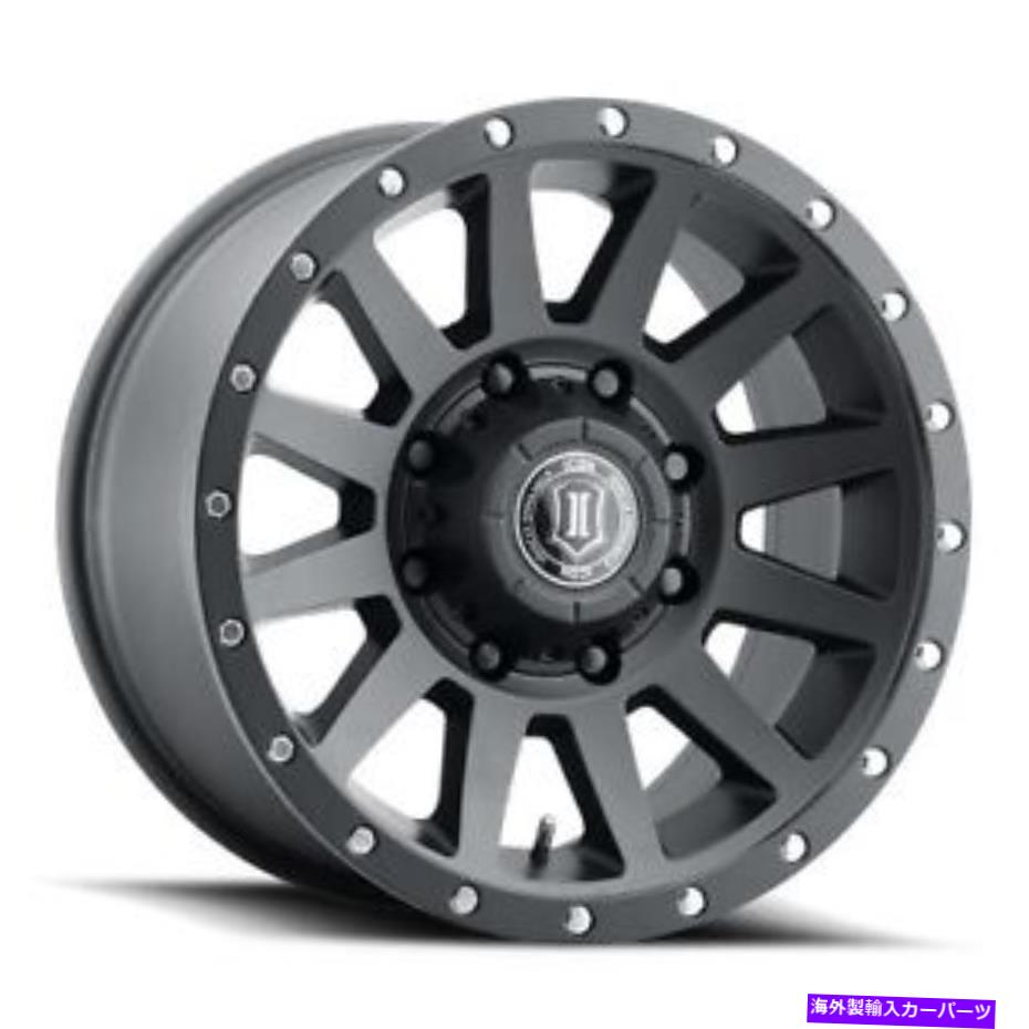 ホイール　４本セット 18x9アイコン合金圧縮HDサテンブラックホイール8x6.5（12mm）4のセット 18x9 Icon Alloys Compression HD Satin Black Wheels 8x6.5 (12mm) Set of 4【並行輸入品】