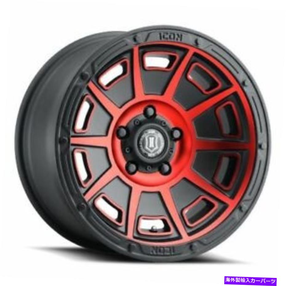 ホイール　４本セット 17x8.5アイコン合金勝利サテンブラック＆レッドホイール6x5.5（0mm）4のセット 17x8.5 Icon Alloys Victory Satin Black & Red Wheels 6x5.5 (0mm) Set of 4【並行輸入品】 313,533円