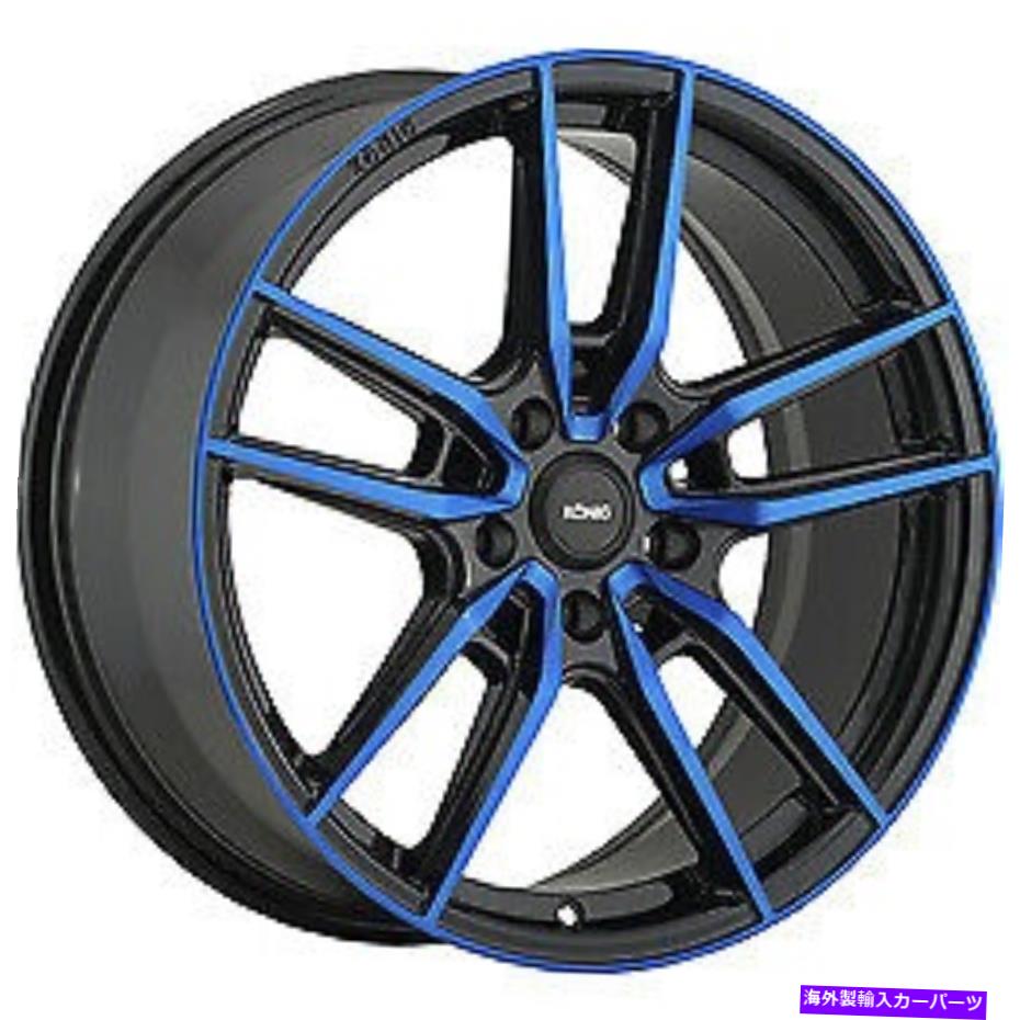 ホイール　４本セット 18x8 Konig 55BB Myth Black W/Blue Tint Wheels 5x108（43mm）セット4 18x8 Konig 55BB Myth Black W/Blue Tint Wheels 5x108 (43mm) Set of 4【並行輸入品】