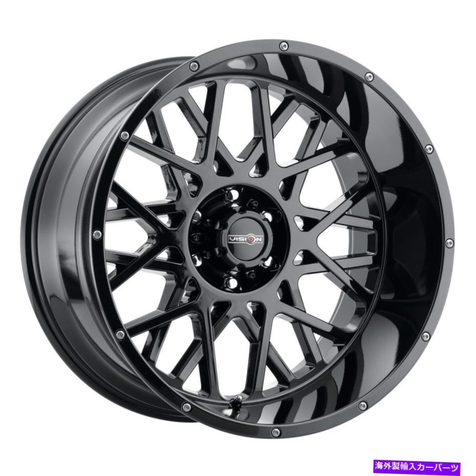 ホイール　４本セット 20x10ビジョン412ロッカーグロスブラックホイール8x6.5（-25mm）セット4 20x10 Vision 412 Rocker Gloss Black Wheels 8x6.5 (-25mm) Set of 4【並行輸入品】