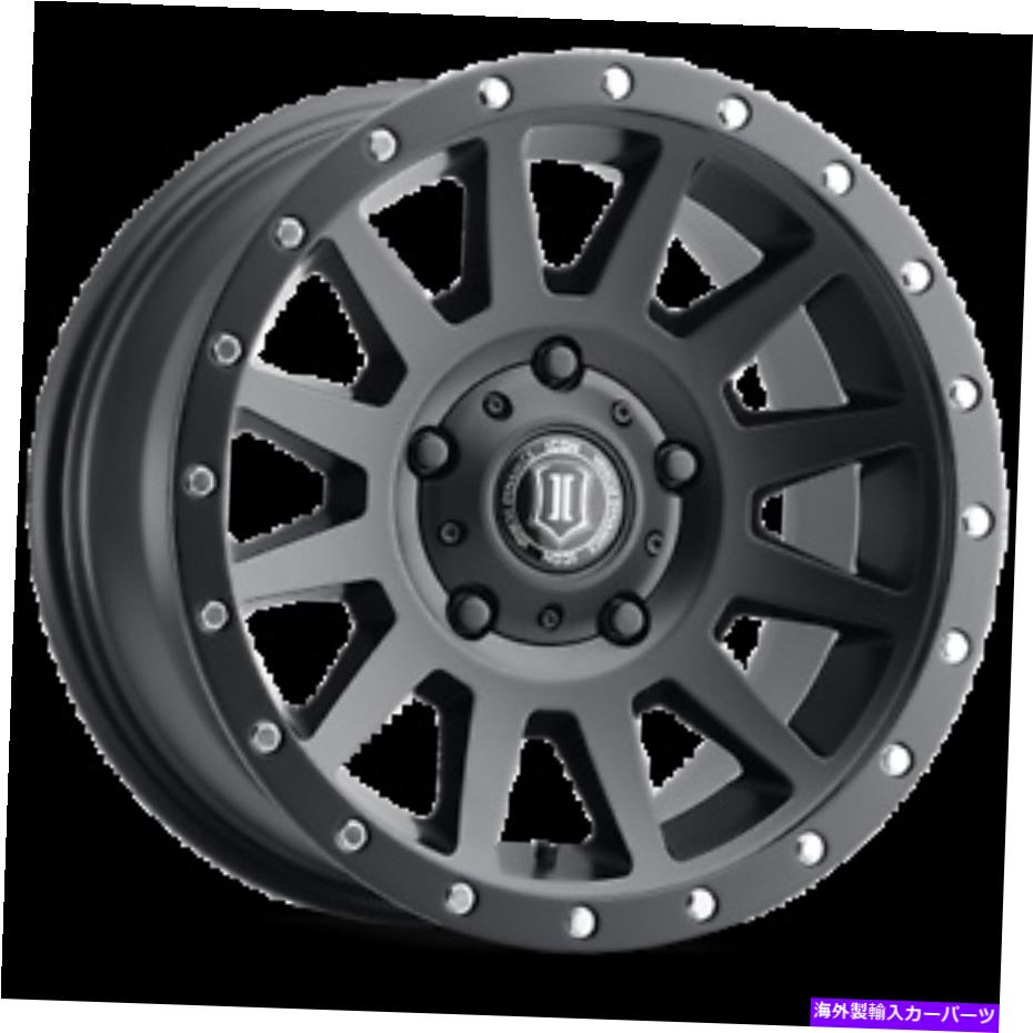 ホイール　４本セット 18x9アイコン合金圧縮サテンブラックホイール5x5（-12mm）セット4 18x9 Icon Alloys Compression Satin Black Wheels 5x5 (-12mm) Set of 4【並行輸入品】