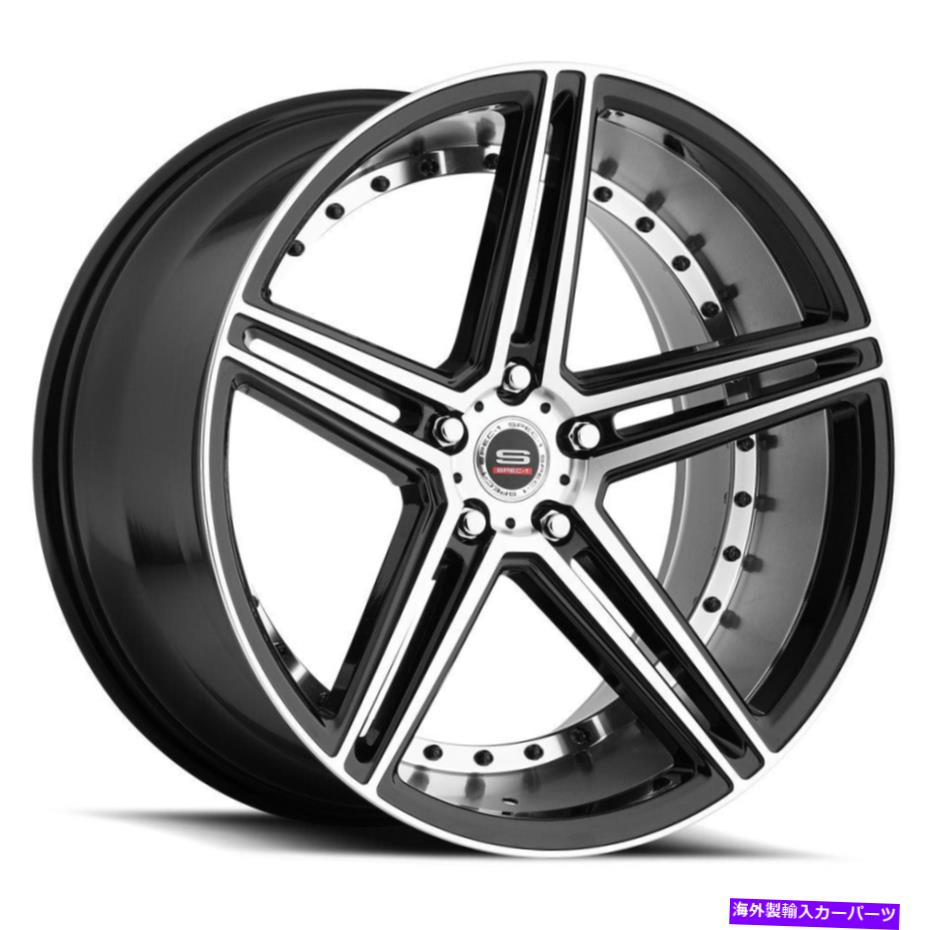 ホイール　４本セット 20x9 SPEC-1 SPM-77 Gloss Black＆MachinedWheels 5x4.5（35mm）セット4 20x9 Spec-1 SPM-77 Gloss Black & Machined Wheels 5x4.5 (35mm) Set of 4【並行輸入品】