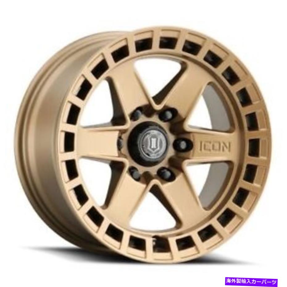 ホイール　４本セット 17x8.5アイコン合金レイダーサテンブラスホイール6x5.5（0mm）4のセット 17x8.5 Icon Alloys Raider Satin Brass Wheels 6x5.5 (0mm) Set of 4【並行輸入品】