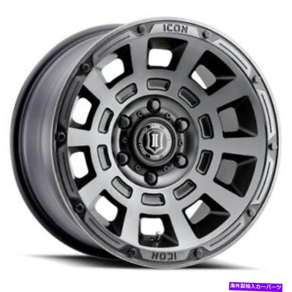 ホイール　４本セット 17x8.5アイコン合金はスモークサテンブラックホイール6x5.5（25mm）セット4のスモークスモークサテンブラックホイール 17x8.5 Icon Alloys Thrust Smoked Satin Black Wheels 6x5.5 (25mm) Set of 4【並行輸入品】