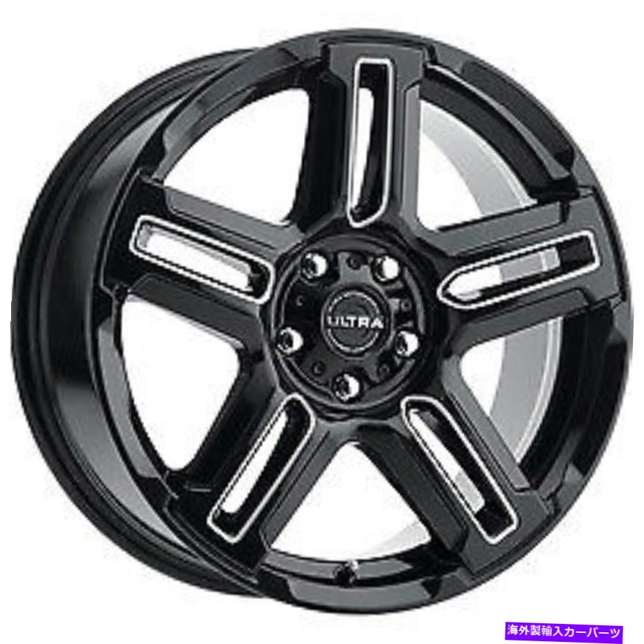 ホイール　４本セット 17x8ウルトラ258bm Prowlerは、4の5x4.5（30mm）セットを使用して光沢ブラックを持ち上げました。 17x8 Ultra 258BM Prowler Lifted Gloss Black w/Milled Wheel 5x4.5 (30mm) Set of 4【並行輸入品】