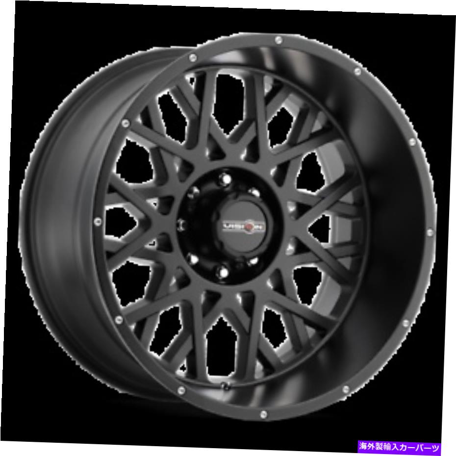 ホイール　４本セット 20x10ビジョン412ロッカーサテンブラックホイール8x6.5（-25mm）セット4 20x10 Vision 412 Rocker Satin Black Wheels 8x6.5 (-25mm) Set of 4【並行輸入品】